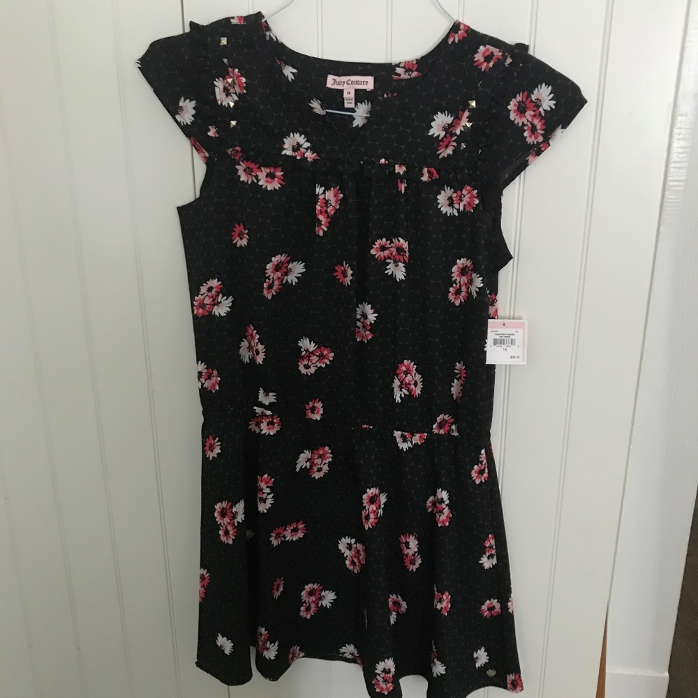 Juicy Couture Black Daisy Woven Girls Dress